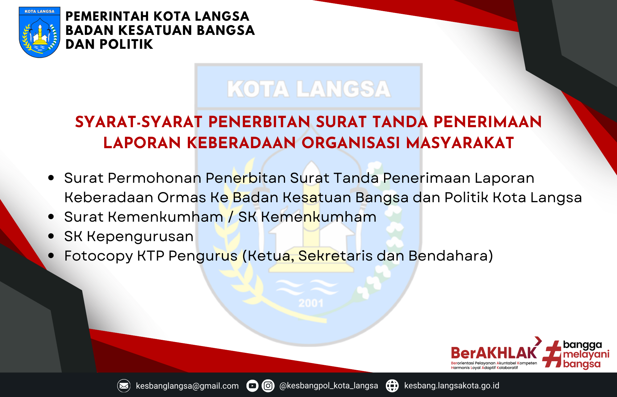Syarat-syarat Penerbitan Surat Tanda Penerimaan Laporan Keberadaan Organisasi Masyarakat