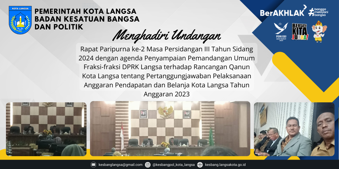 Kepala Badan Kesbangpol Menghadiri Undangan Rapat Paripurna Ke-2 Masa Persidangan III Tahun Sidang 2024
