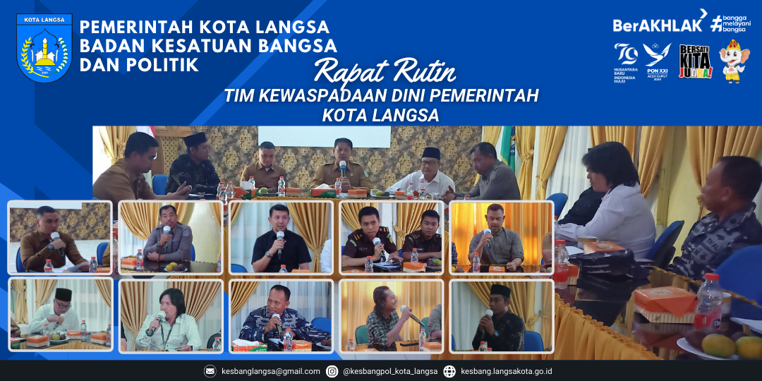 Badan Kesatuan Bangsa dan Politik Kota Langsa Mengadakan Rapat Rutin Tim Kewaspadaan Dini Pemerintah Kota Langsa