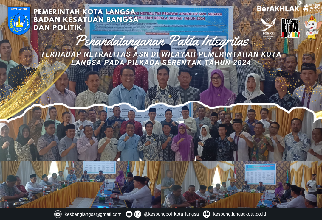 Penandatanganan Pakta Integritas terhadap Netralitas ASN di Wilayah Pemerintahan Kota Langsa Pada PILKADA serentak Tahun 2024