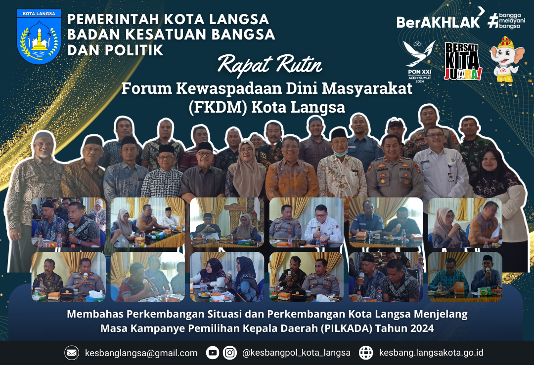 Badan Kesatuan Bangsa dan Politik Kota Langsa Mengadakan Rapat Rutin Forum Kewaspadaan Dini Masyarakat (FKDM) Kota Langsa