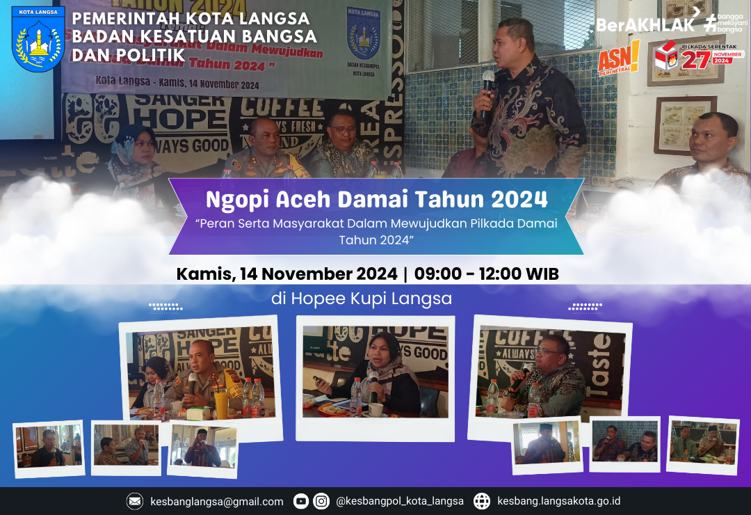 Badan Kesbangpol Aceh dan Badan Kesbangpol Kota Langsa Melakukan Kegiatan Ngopi Aceh Damai Tahun 2024