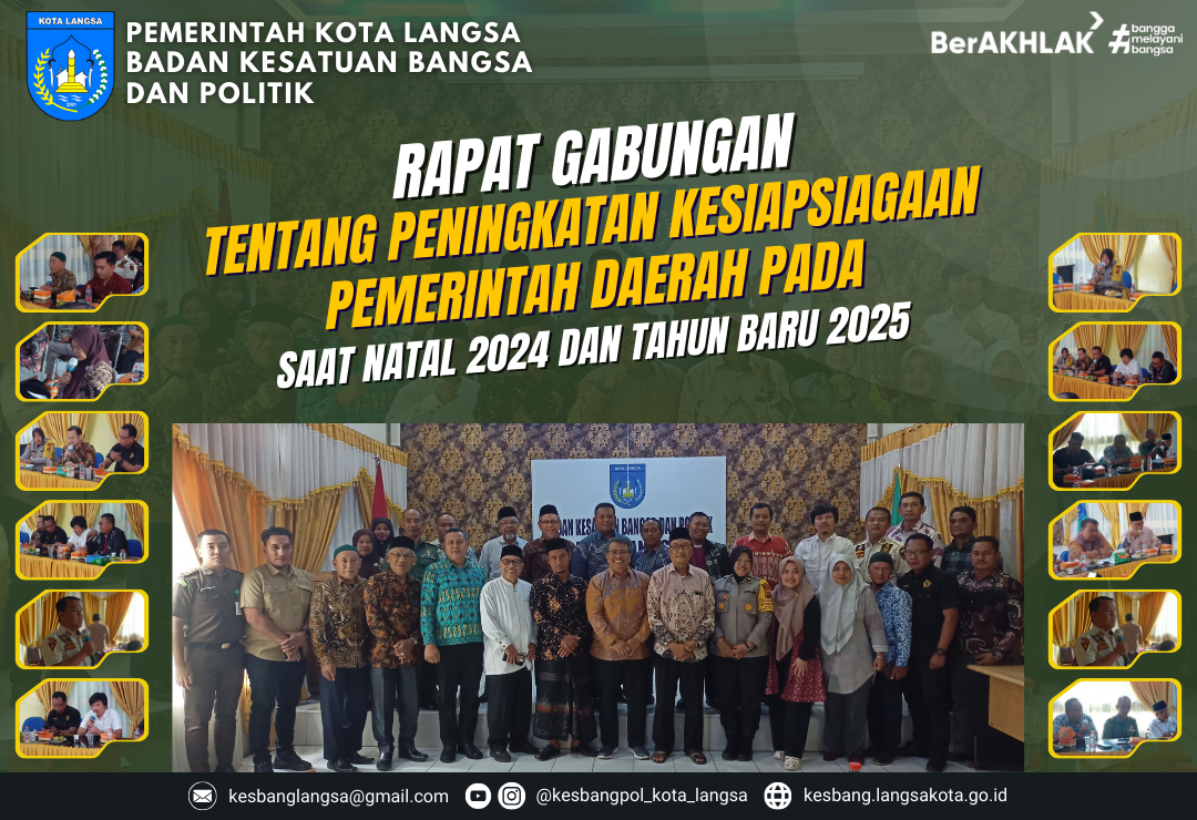Kepala Badan Kesatuan Bangsa dan Politik Kota Langsa Memimpin Rapat Gabungan Tentang Peningkatan Kesiapsiagaan Pemerintah Daerah Pada Saat Natal 2024 Dan Tahun Baru 2025