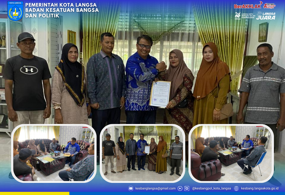 Kesbangpol Kota Langsa Serahkan SKT kepada LSM Lembaga Perjuang Srikandi Aceh (LPSA) DPD Kota Langsa